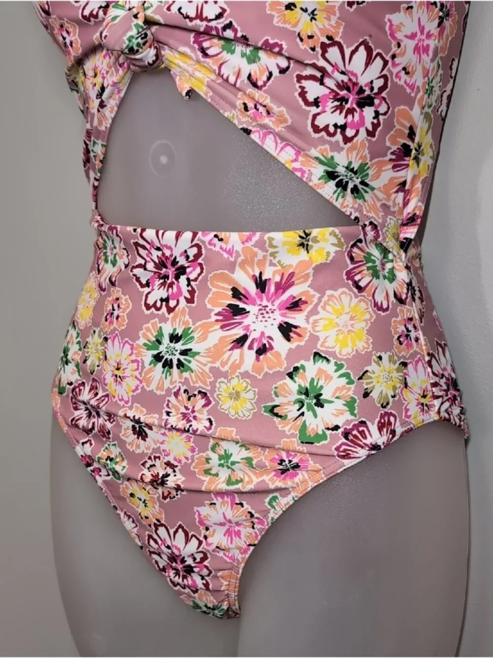 Tanya Taylor Coraline Pink Floral Knot One Piece Swimsuit Womens Size Small